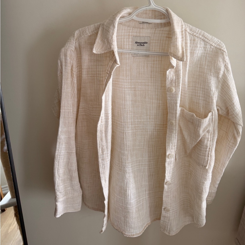 Abercrombie & Fitch Textured Cream Oversized Top